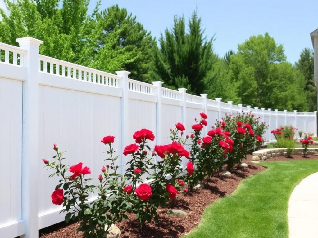 White vinyl privacy fence with lattice top