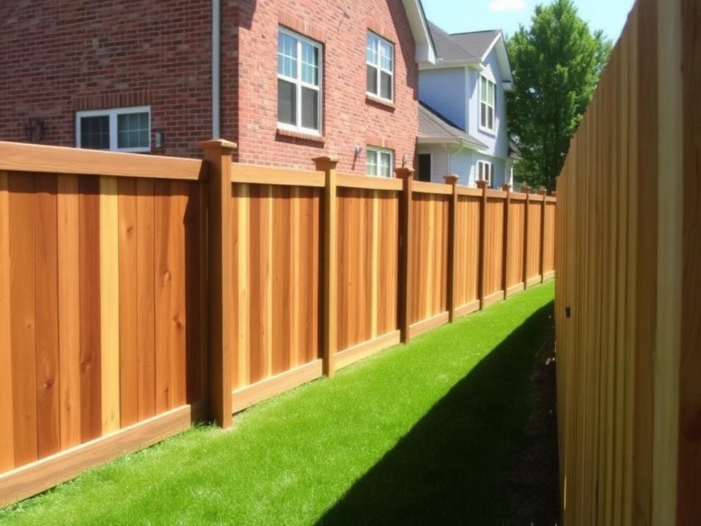 Stained cedar wood privacy fence
